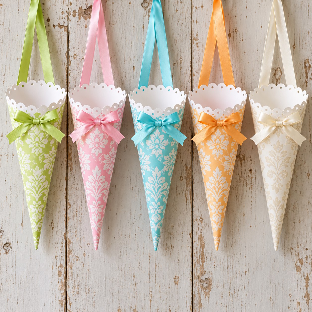 Cones de papel para lembrancinhas